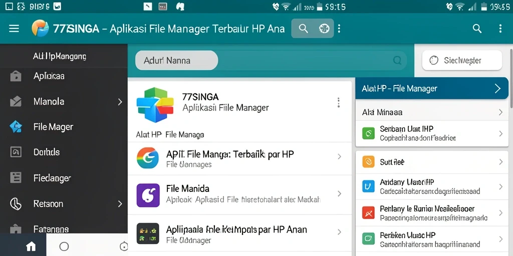 Tampilan antarmuka aplikasi File Manager 77SINGA yang ramah pengguna.