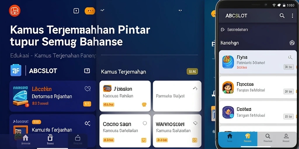 Antarmuka aplikasi ABCSLOT yang sederhana dan efektif untuk terjemahan.