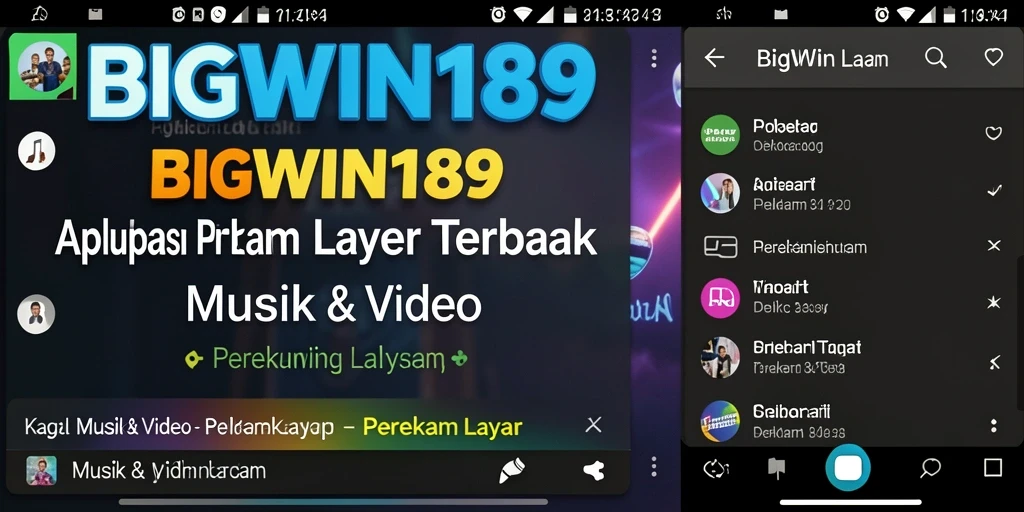 Screenshot aplikasi BIGWIN189 menampilkan antarmuka perekam layar yang mengesankan.