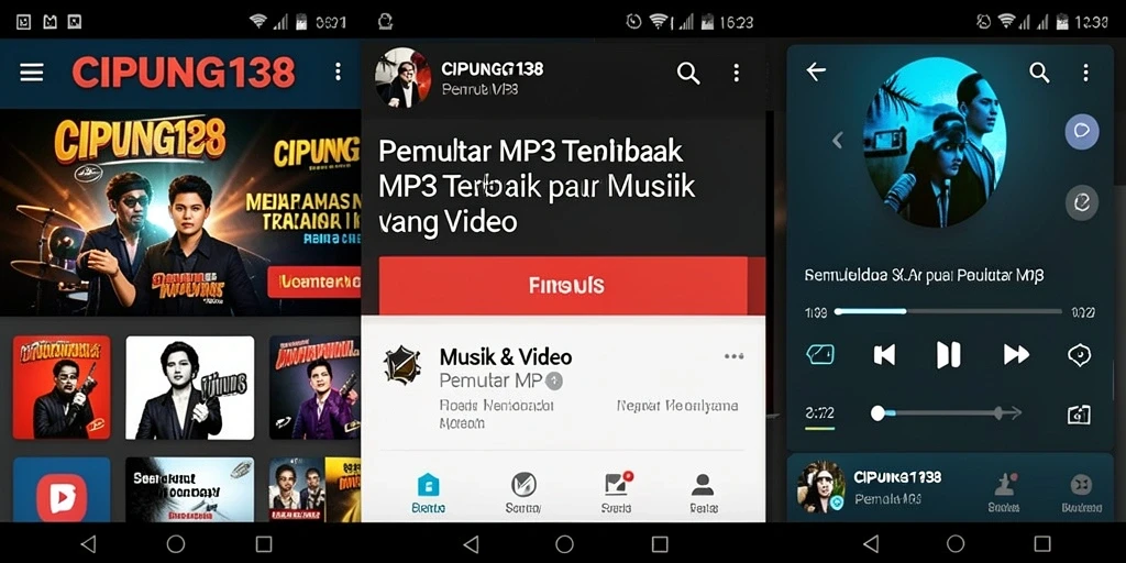 Antarmuka aplikasi CIPUNG138 yang menarik dan fungsional untuk Pemutar MP3.