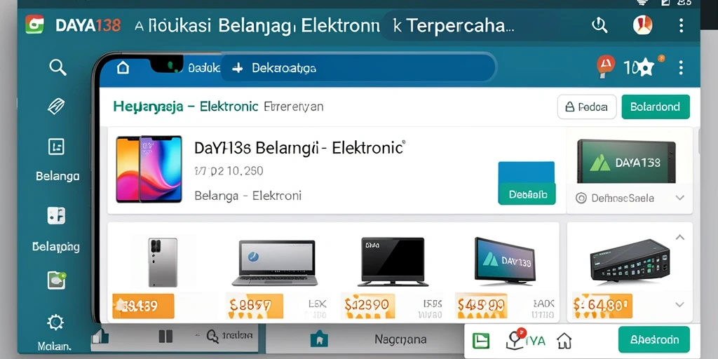 Antarmuka aplikasi DAYA138 menampilkan kategori elektronik yang lengkap.