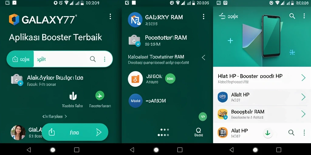 Antarmuka GALAXY77 menampilkan berbagai fungsi optimasi RAM dengan jelas.