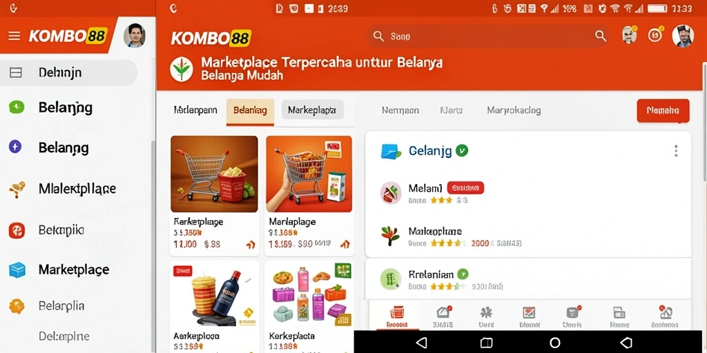 Tampilan antarmuka aplikasi KOMBO88 yang ramah pengguna untuk belanja online.