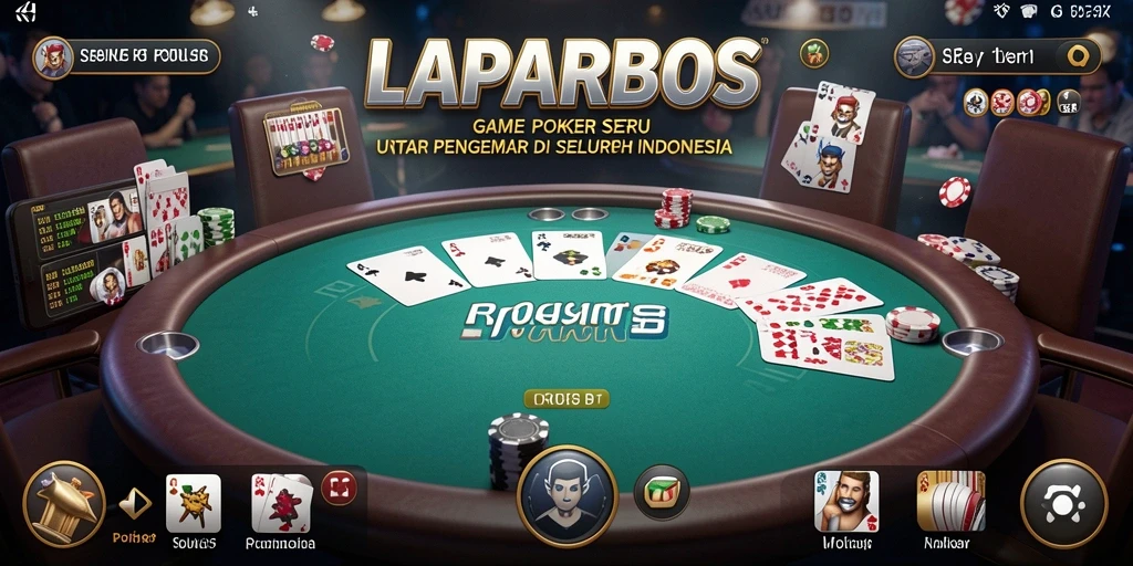 Antarmuka menarik dari game Poker LAPARBOS yang penuh aksi.