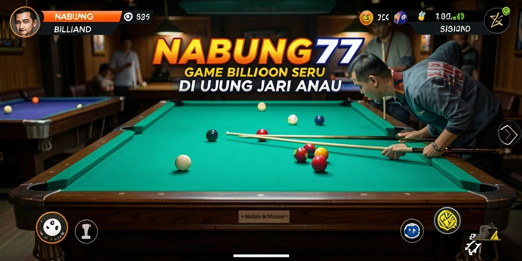 Antarmuka utama NABUNG77 menampilkan meja billiard yang menakjubkan.