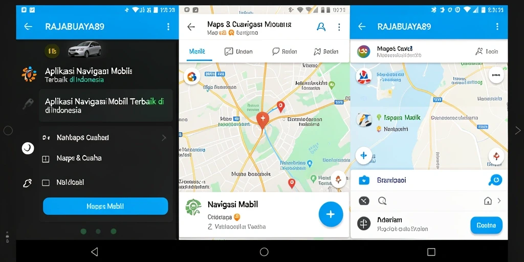 Antarmuka aplikasi RAJABUAYA89 menampilkan rute dan informasi cuaca.