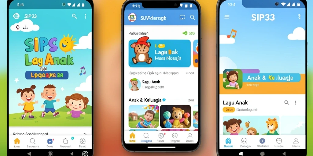 Antarmuka SIP33 yang ceria dan ramah anak dengan lagu-lagu anak.