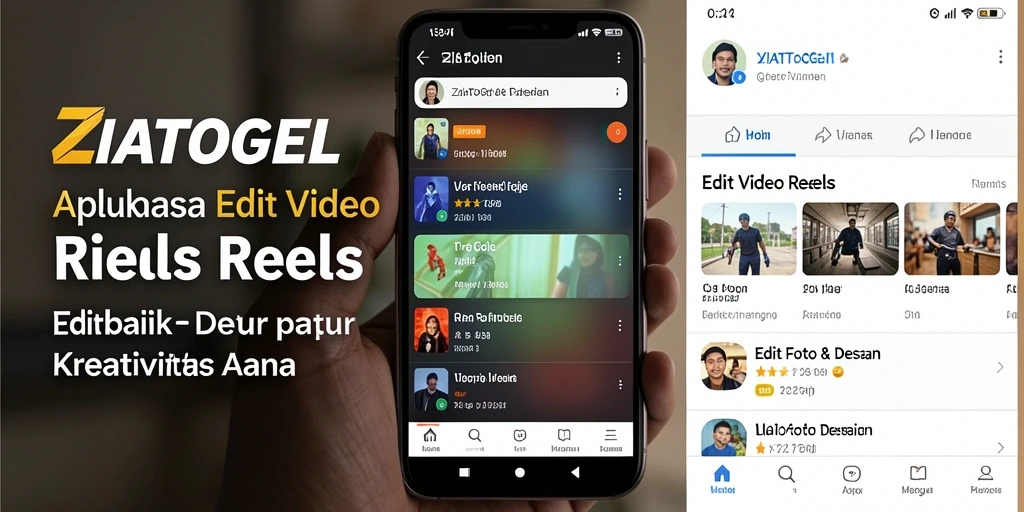 Antarmuka utama ZIATOGEL saat mengedit video reels.