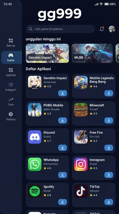 Aplikasi Populer & Kanal Uji — Temukan di gg999